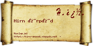 Hirn Árpád névjegykártya
